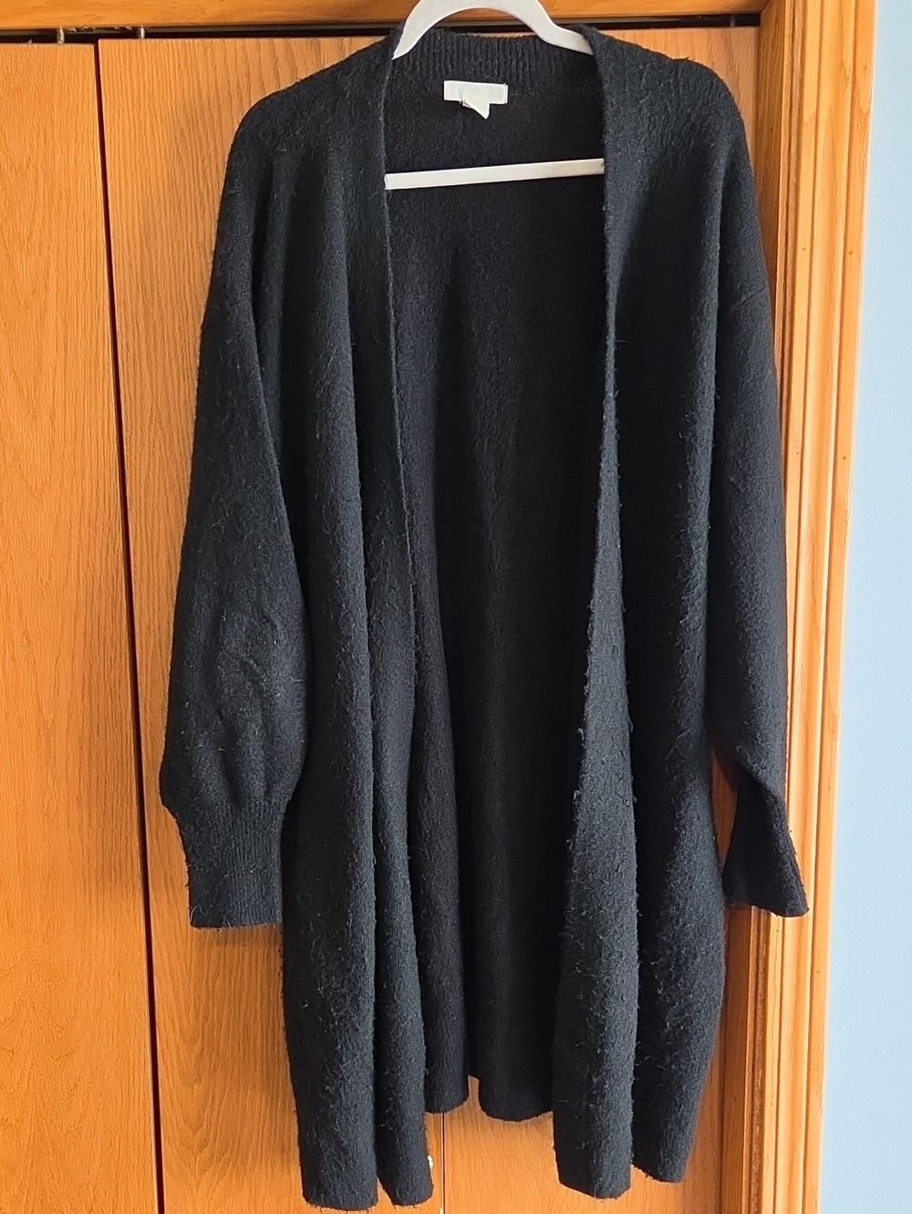 H&M Black Open-Front Women’s Long Cardigan, Size Xxl